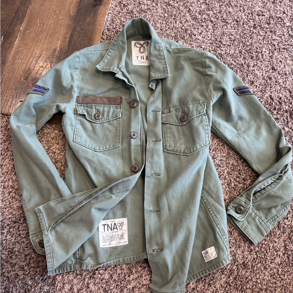 ARITZIA TNA Women’s XS Olive Button-Up Military Jacket EUC